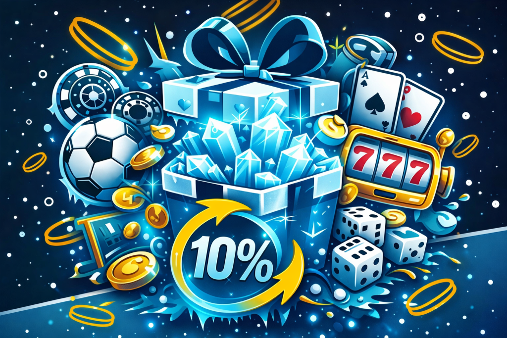 Bónus e promoções Coldbet caixa de oferta, moedas, fichas de casino, roleta, dados, cartas e ícones de sportsbook e casino, representando Coldbet bónus, Cold Bet bonus, promoções Coldbet, código promocional Coldbet, cashback, boosts, bónus de registo, bónus de depósito, casino, casino ao vivo, eSports, ColdGames, app Coldbet e Coldbet login.