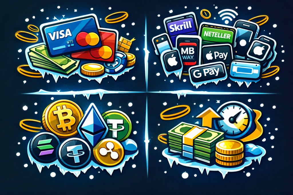 Pagamentos Coldbet, métodos de pagamento Coldbet, depósitos e levantamentos Coldbet, Visa Mastercard, Skrill Neteller MB Way, Apple Pay Google Pay Paysafecard, criptomoedas Coldbet BTC ETH USDT SOL ADA LTC DOGE XRP, pagamentos rápidos, depósitos instantâneos, levantamentos 24/7, sem taxas.